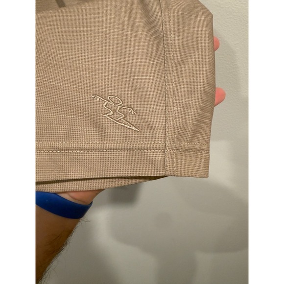 Dahui Hybrid Chino Short Men's Size 38 Beige Flat Front Slash Pocket Performance - Picture 4 of 8